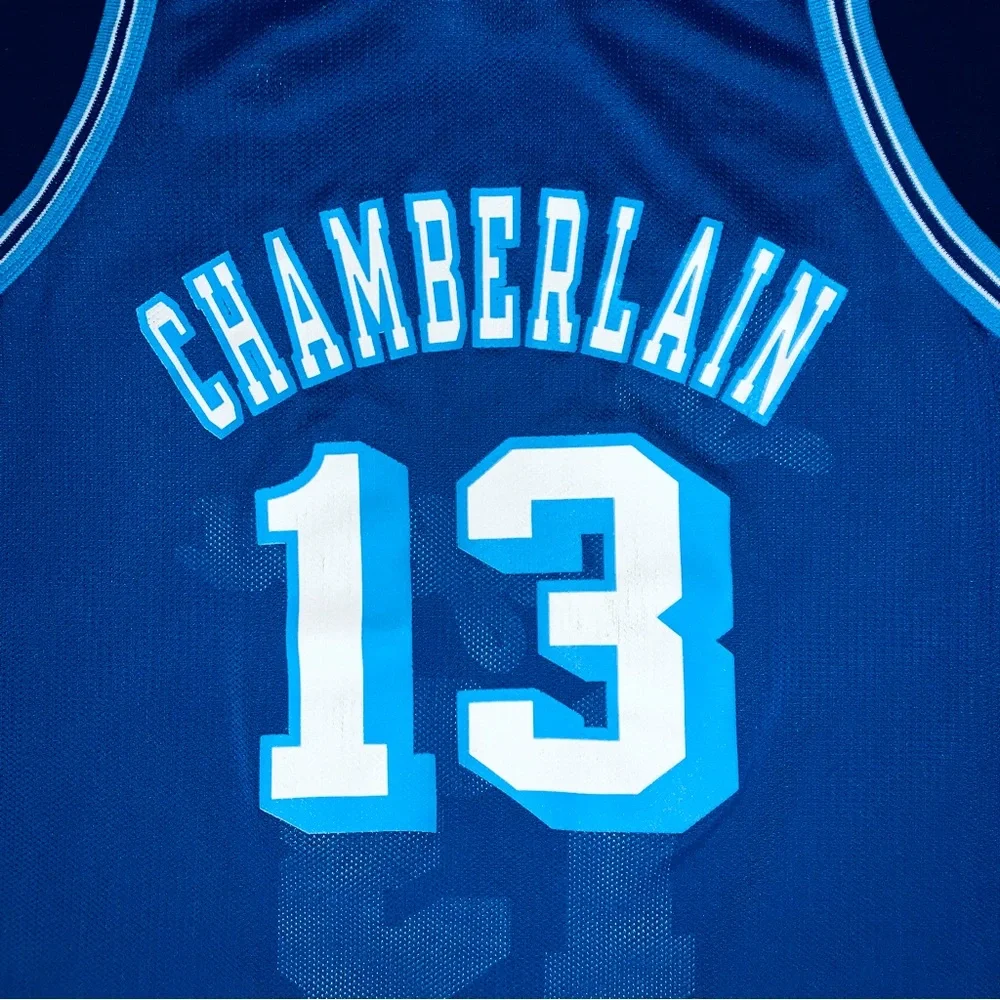 Rare Vintage Champion Wilt Chamberlain LA Lakers #13 Blue Jersey Gold Logo 40 M - Picture 9 of 10